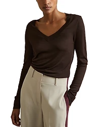Reiss Brady V Neck Long Sleeve Top