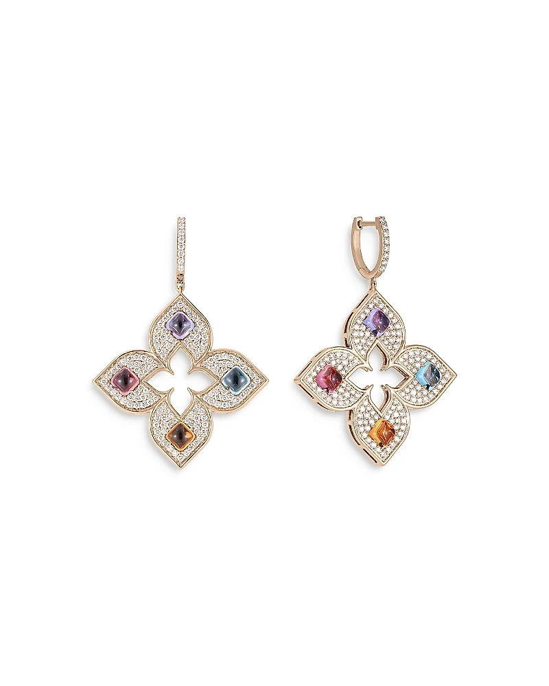 Roberto Coin 18K Rose Gold Venetian Princess Carnival Multi Gemstone & Diamond Flower Drop Earrings