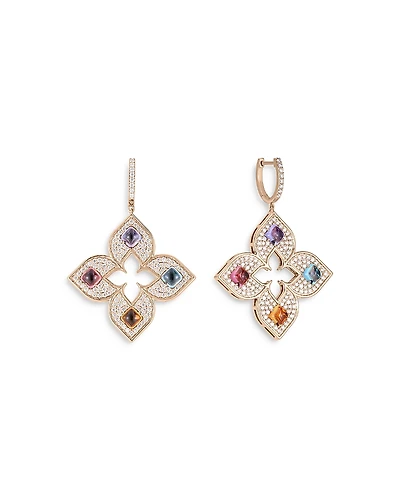 Roberto Coin 18K Rose Gold Venetian Princess Carnival Multi Gemstone & Diamond Flower Drop Earrings