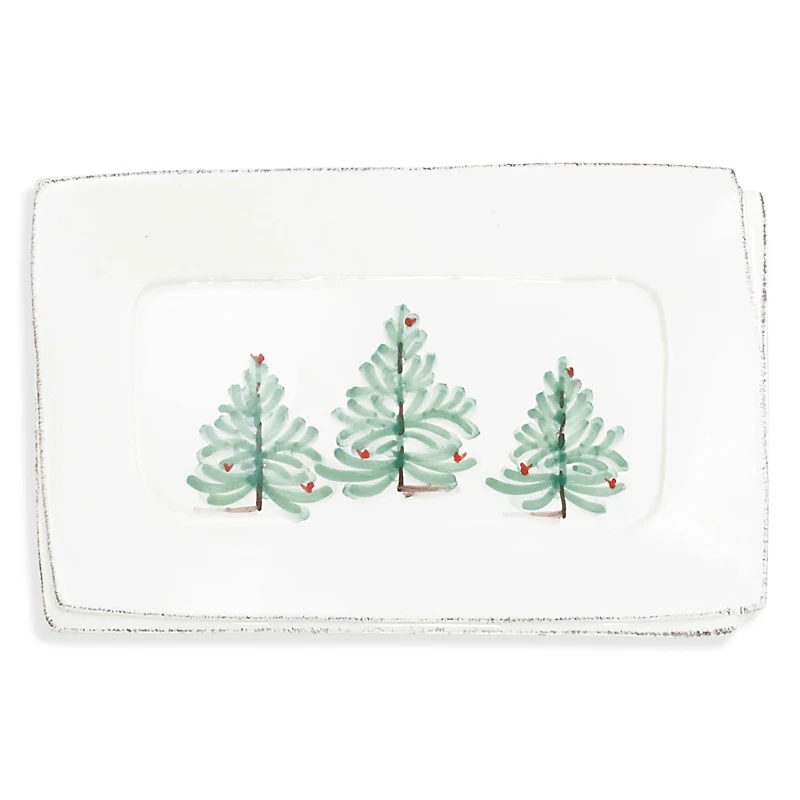 Vietri Lastra Holiday Small Rectangular Tray