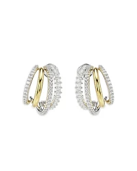 Hyperbola Crystal Split Hoop Earrings in Gold Tone & Rhodium Plated