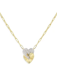 Phillips House 14K Yellow Gold Aura Diamond Double Heart Pendant Necklace, 16-18