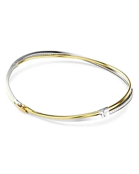 Hyperbola Crystal Crossover Choker Necklace in Gold Tone & Rhodium Plated, 13.87"