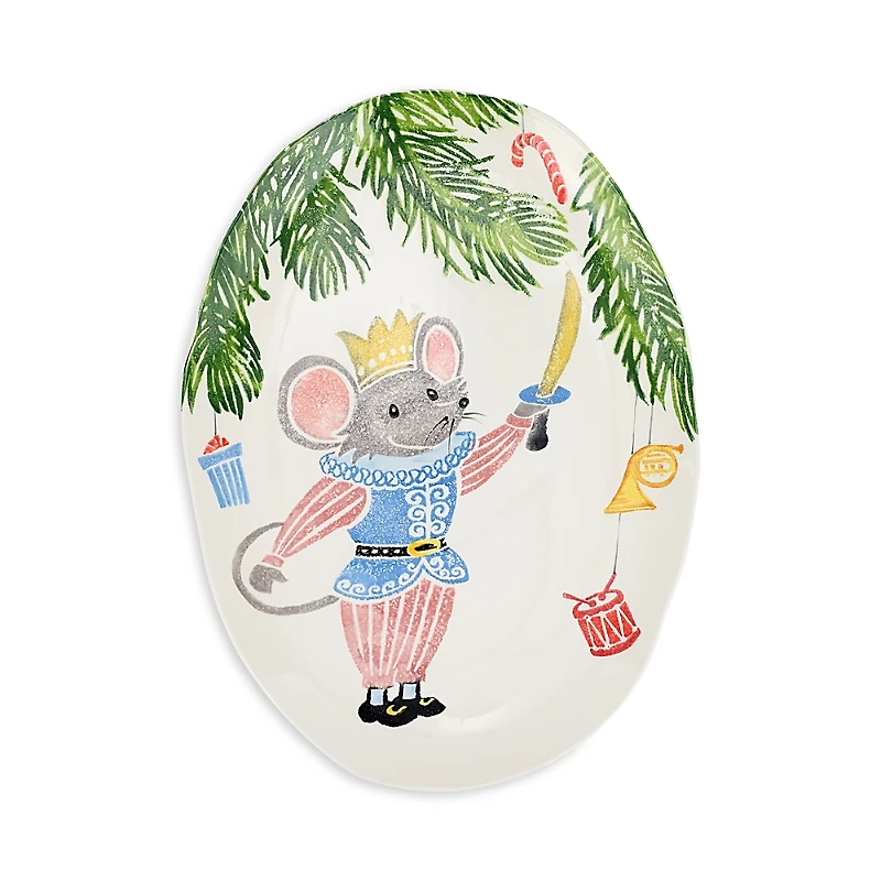 Vietri Nutcrackers Mouse King Medium Oval Platter