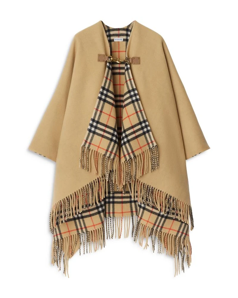 Check Wool Cape