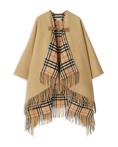 Check Wool Cape