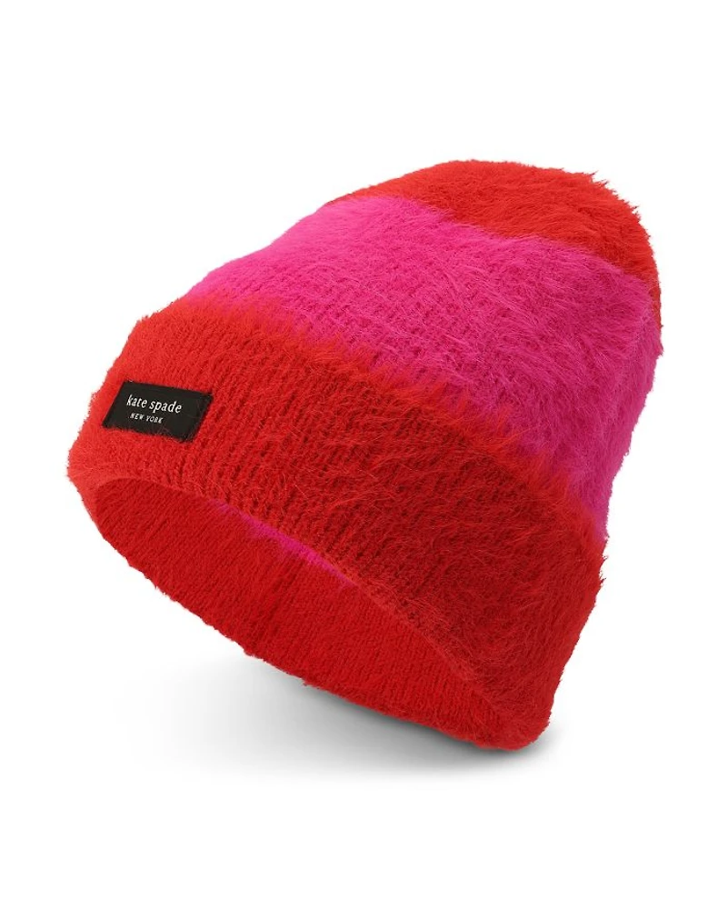 Awning Stripe Fuzzy Beanie