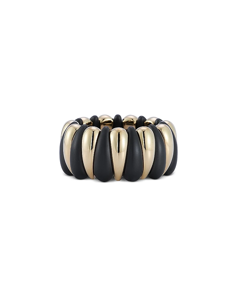 Roberto Demeglio 18K Yellow Gold Black Ceramic Alternating Statement Ring