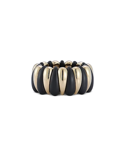 Roberto Demeglio 18K Yellow Gold Black Ceramic Alternating Statement Ring