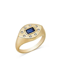 Bloomingdale's Fine Collection Men's Blue Sapphire & Diamond Pinky Ring