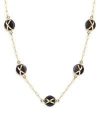 L. Klein 18K Yellow Gold Prisma Black Agate Paperclip Chain Necklace, 16