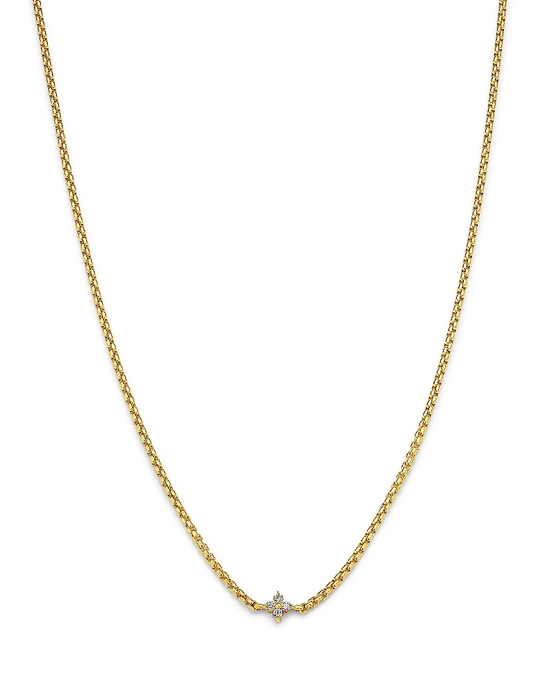Zoe Chicco 14K Yellow Gold Diamond Pendant Box Chain Necklace, 14-16