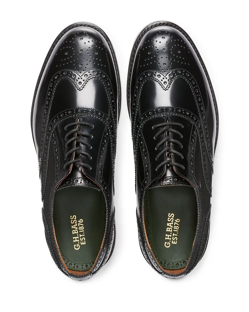 Men's Black Monogram Double Brogue Wingtips