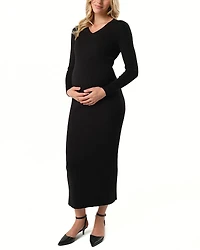 Marion Women's Maxi Maternity & Nursing V-Neck Sweater Dress
