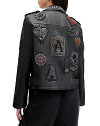 Leather College Biker Jacket