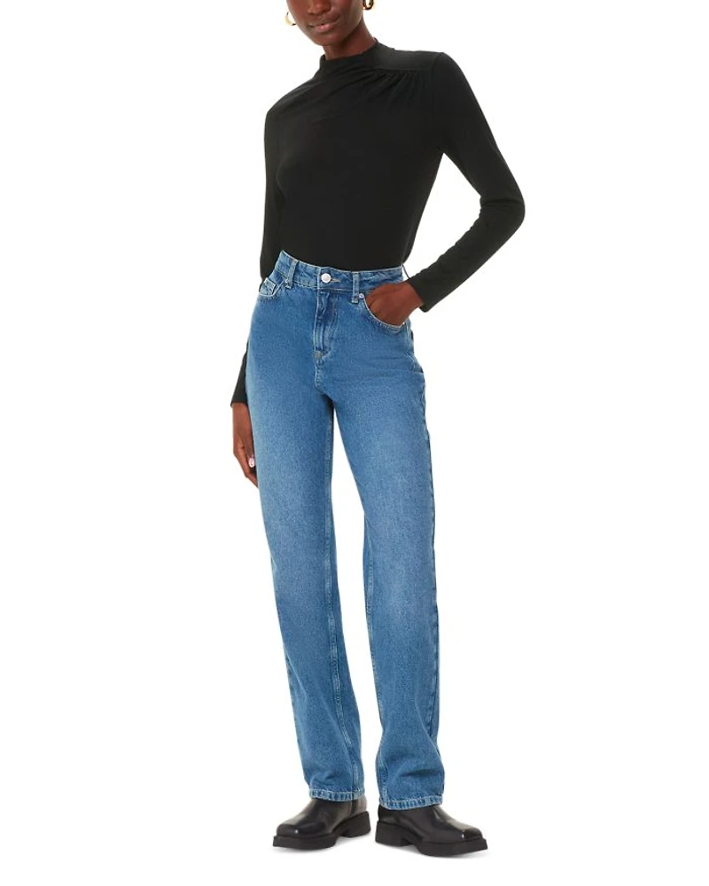 Ruched Front High Neck Top