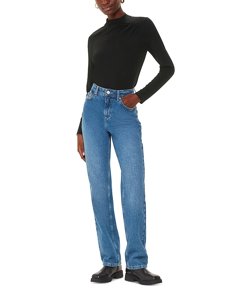 Whistles Ruched Front High Neck Top