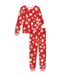 Unisex Christmas Printed Long Sleeve Pajama Set - Little Kid, Big Kid
