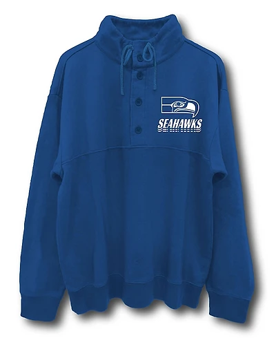 Junk Food Clothing Unisex Nfl Seattle Seahawks Mock 1/4 Button Up