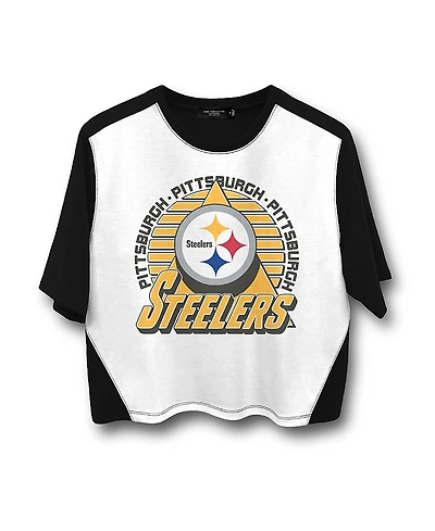 Junk Food Clothing Women's Nfl Pittsburgh Steelers Color Block Crop Tee
