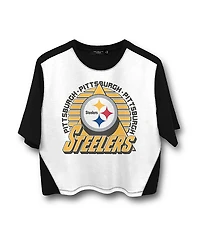 Junk Food Clothing Women's Nfl Pittsburgh Steelers Color Block Crop Tee