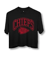 Junk Food Clothing Women's Nfl Kansas City Chiefs Blitz Mock Neck Crop Tee