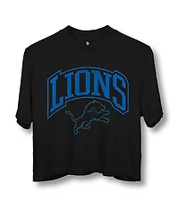 Junk Food Clothing Women's Nfl Detroit Lions Blitz Mock Neck Crop