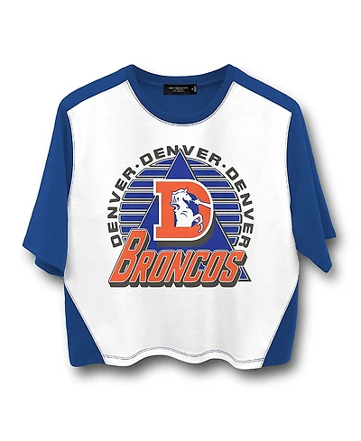 Junk Food Clothing Women's Nfl Denver Broncos Color Block Crop Tee