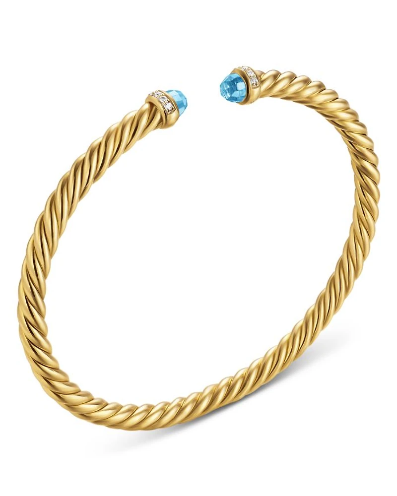 Cablespira Flex® Bracelet 18K Yellow Gold with Gemstones and Diamonds, 4mm