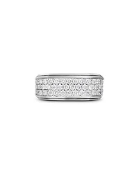 Men's Streamline® Signet Ring Sterling Silver with Diamonds, 10mm