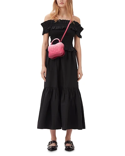 Ganni Cotton Poplin Maxi Flounce Skirt