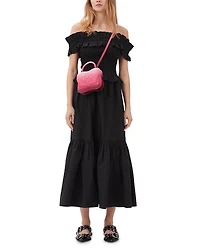 Ganni Cotton Poplin Maxi Flounce Skirt