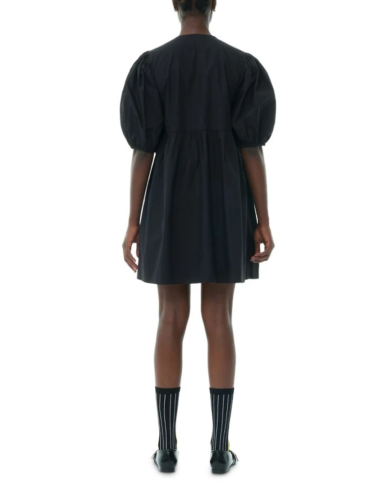 Cotton Poplin Tie String Mini Dress