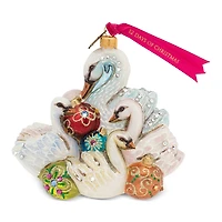 Jay Strongwater Seven Swans A Swimming Glass Ornament