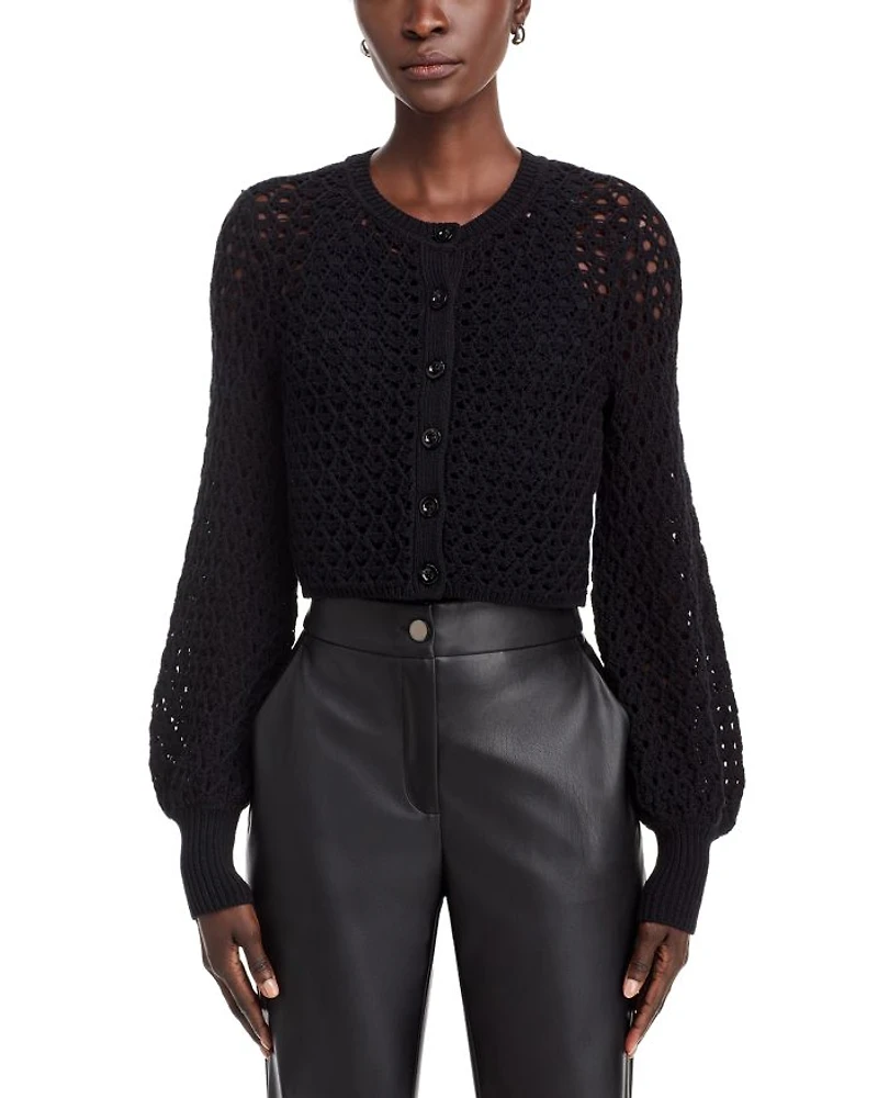 Tori Blouson Sleeve Cotton Cardigan Sweater