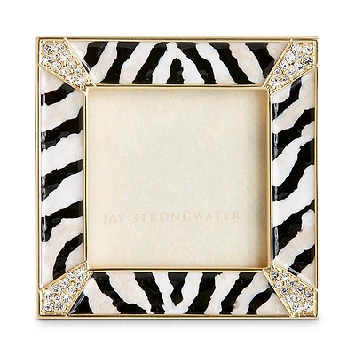 Jay Strongwater Leland Zebra Striped Pave Corner 2 Square Frame
