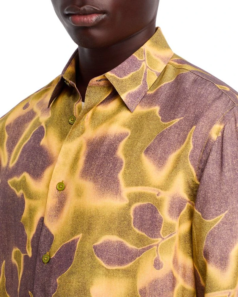 Long Sleeve Button Front Printed Shirt