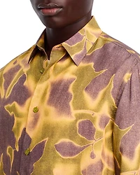 Long Sleeve Button Front Printed Shirt
