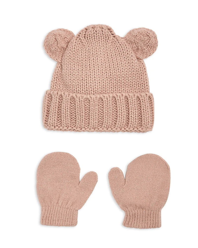 Capelli Girls' Bear Knit Hat & Magic Mittens Set - Baby