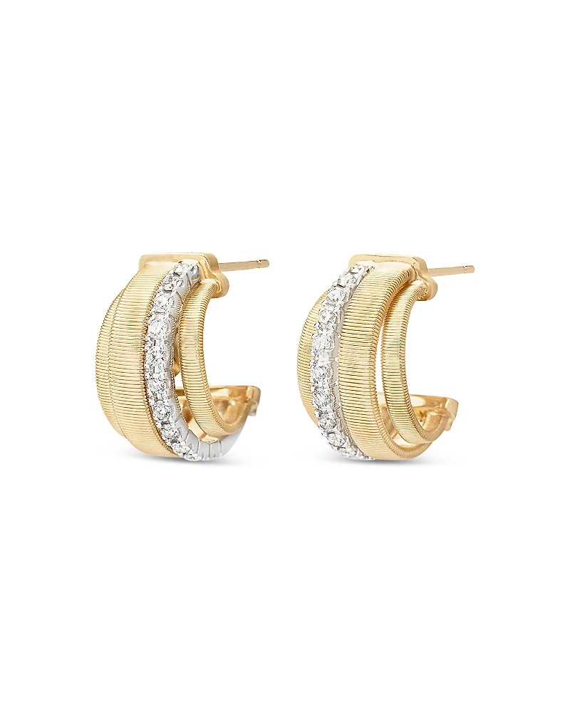 Marco Bicego 18K Yellow Gold Masai Diamond Huggie Hoop Earrings