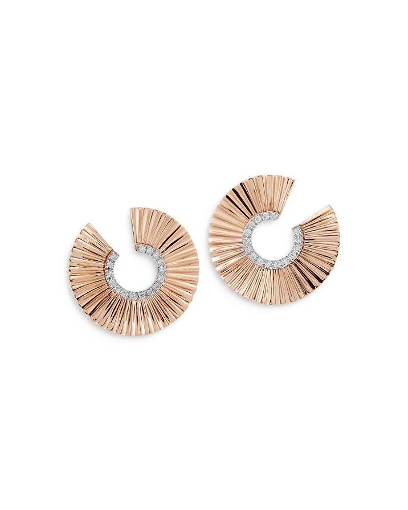 18K Rose Gold Diamond Clive Spiral Hoop Earrings
