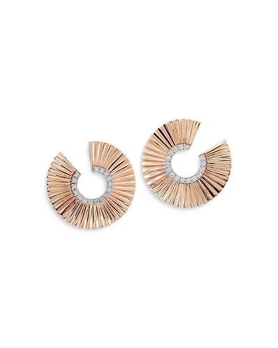 18K Rose Gold Diamond Clive Spiral Hoop Earrings