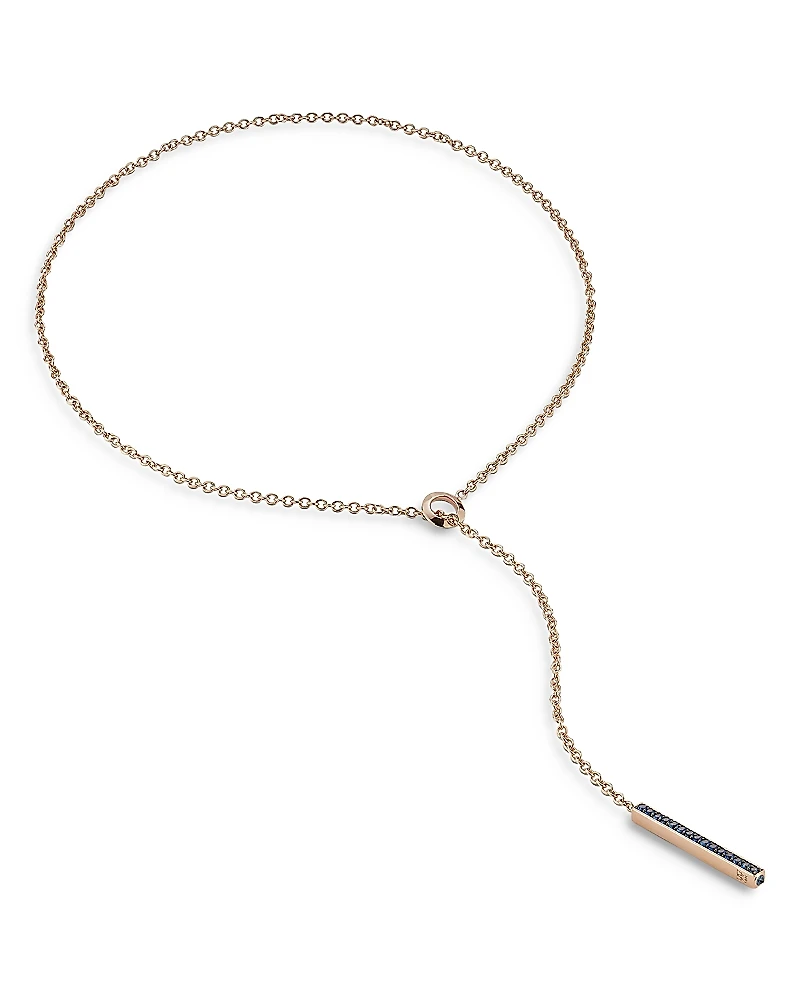 Walters Faith 18K Rose Gold Blue Sapphire Grand Bar Lariat Necklace, 20