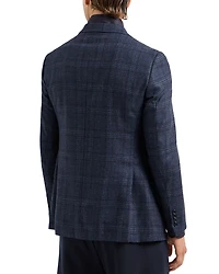 Deco Textured Plaid Wool Blazer