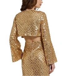 Beaded Sequin Georgette Long Sleeve Cardigan