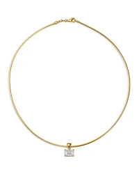 Certified Lab Grown Diamond Emerald Cut Omega Chain Pendant Necklace in 18K Yellow Gold, 2.0 tcw