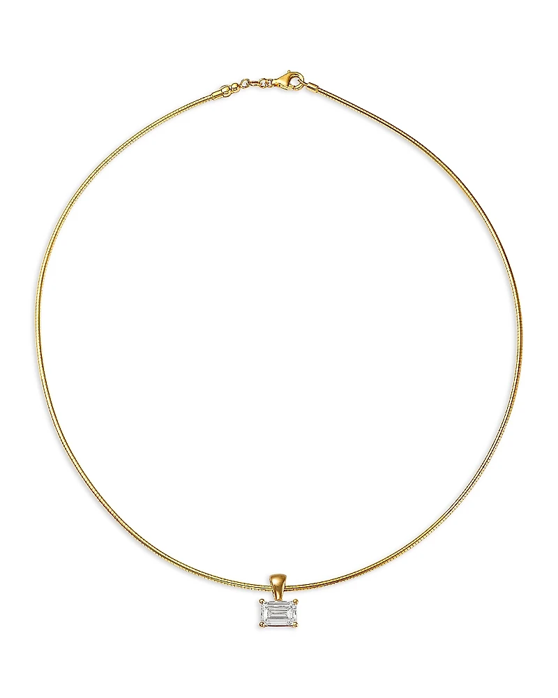 Bloomingdale's Fine Collection Certified Lab Grown Diamond Emerald Cut Omega Chain Pendant Necklace