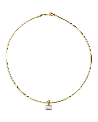 Bloomingdale's Fine Collection Certified Lab Grown Diamond Emerald Cut Omega Chain Pendant Necklace