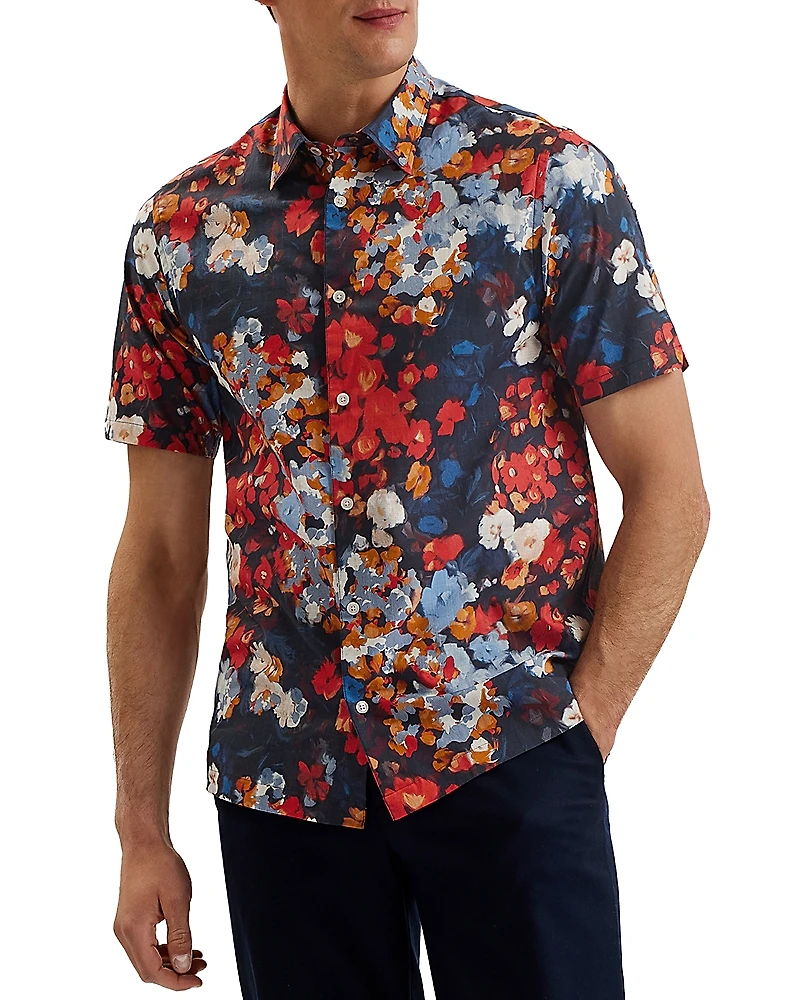 Ted Baker Printed Short Sleeve Button Front Shirt