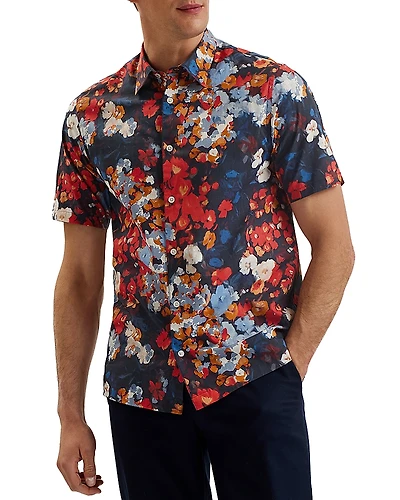 Ted Baker Printed Short Sleeve Button Front Shirt